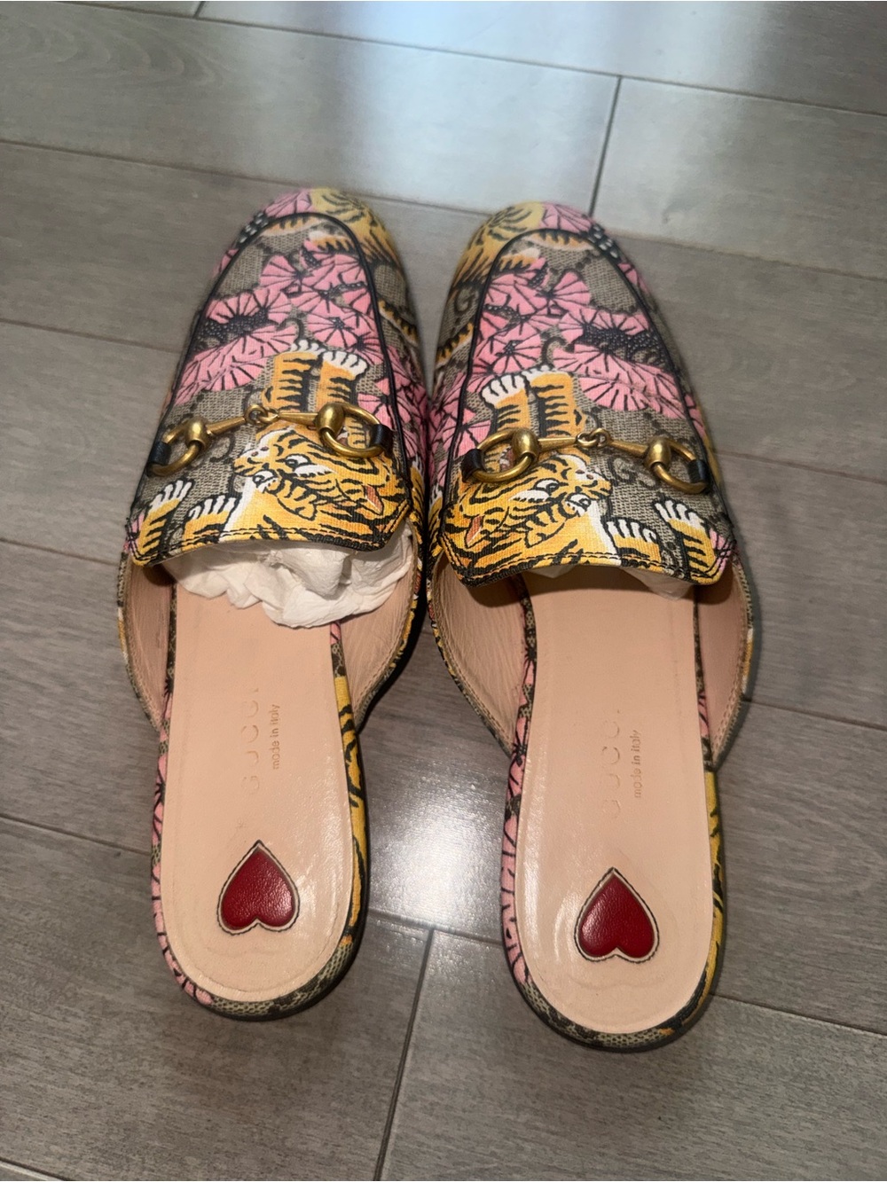 Gucci GG Supreme Bengal Tiger Floral Princetown Mules 37.5 - Picture 4 of 7